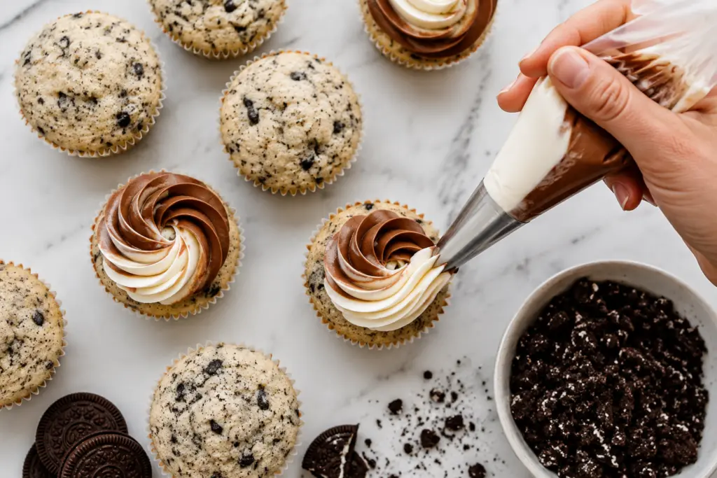 Cookies and Cream Cupcakes 6 Decorating cookies and cream cupcake
