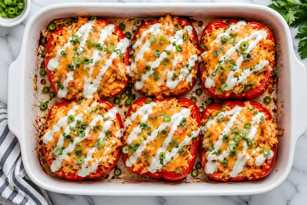 Buffalo Chicken Stuffed Peppers Recipe 5 Easy Buffalo Chicken Stuffed Peppers Baking dish