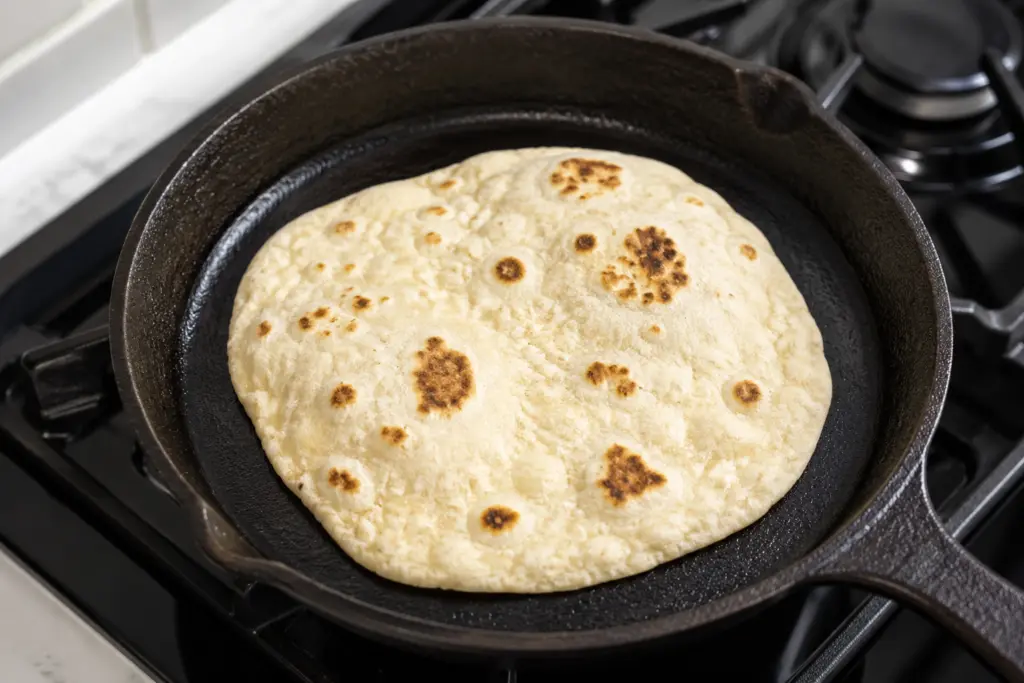 Golden Flatbread in Cast-Iron Skillet 