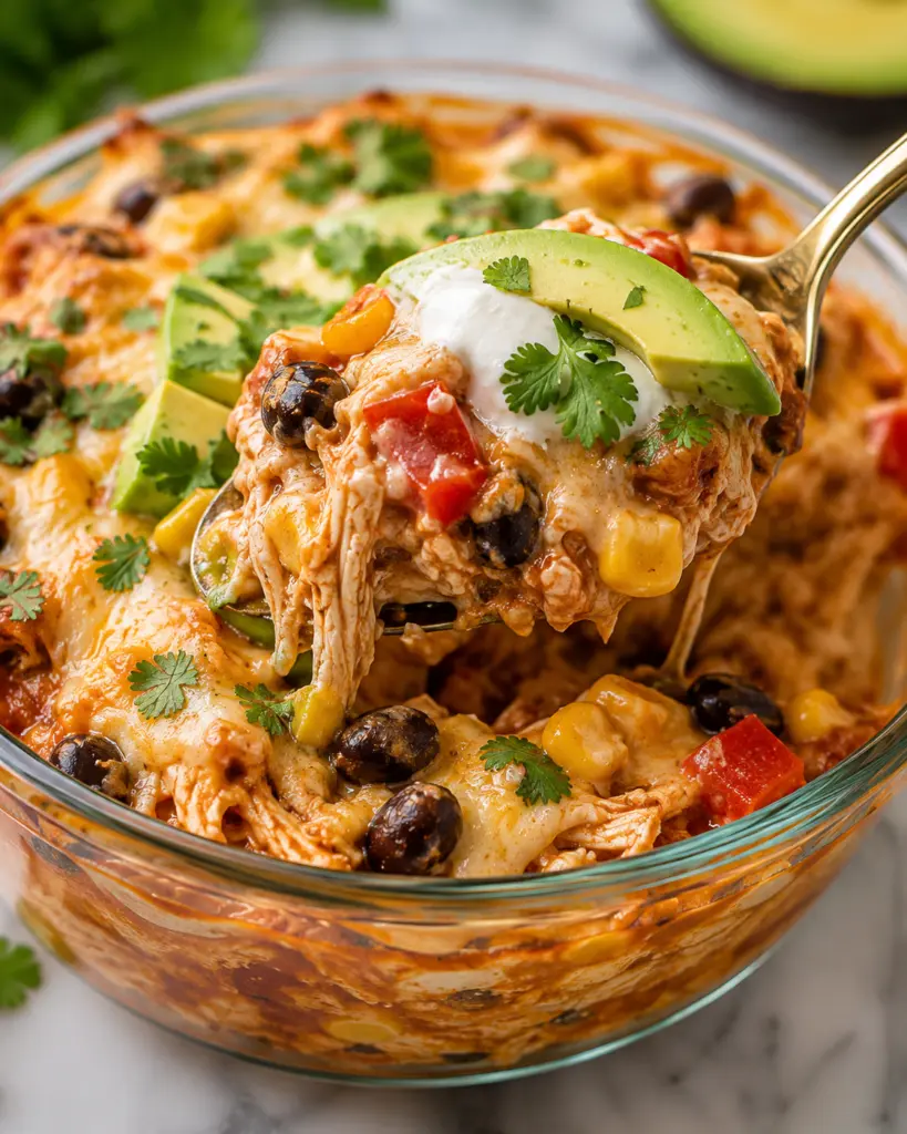 Easy High-Protein Chicken Enchilada Bowls with Cottage Cheese 6 Gooey High-Protein Chicken Enchilada Bowls with Cottage Cheese