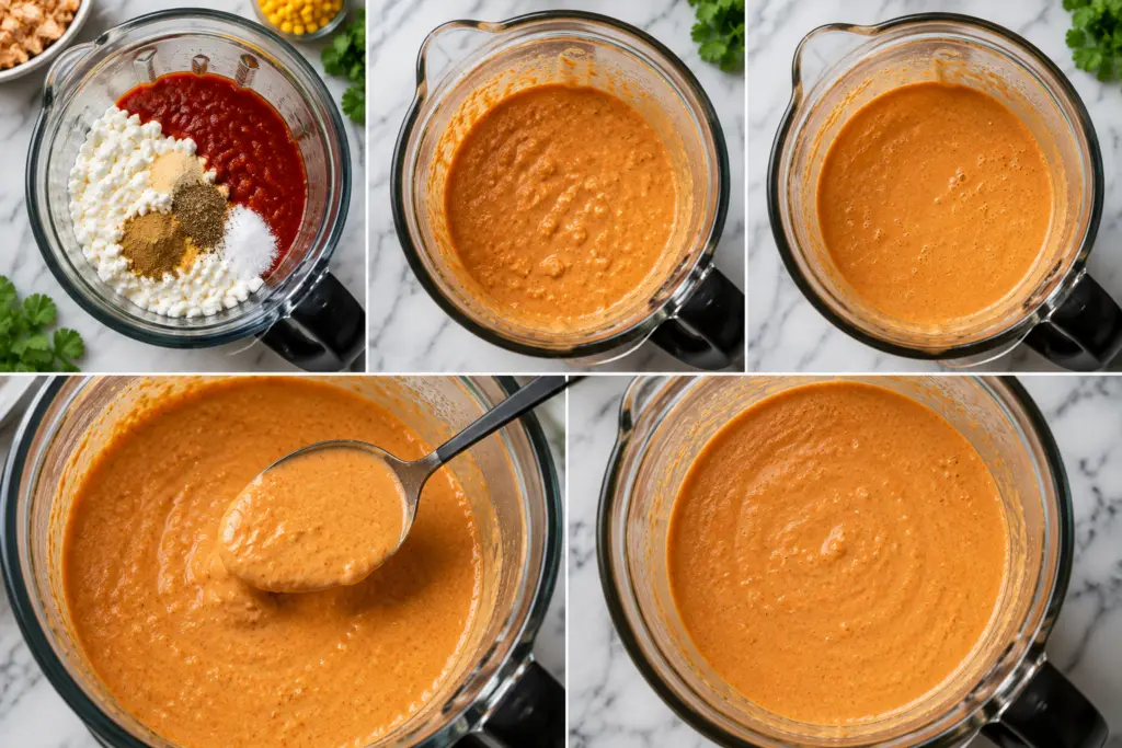 Easy High-Protein Chicken Enchilada Bowls with Cottage Cheese 4 How to Make the Cottage Cheese Enchilada Sauce