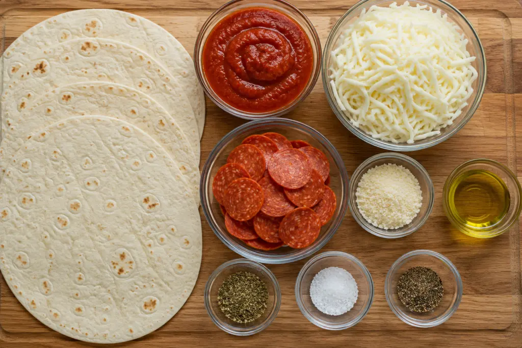 Ingredients for Baked Pizza Wraps