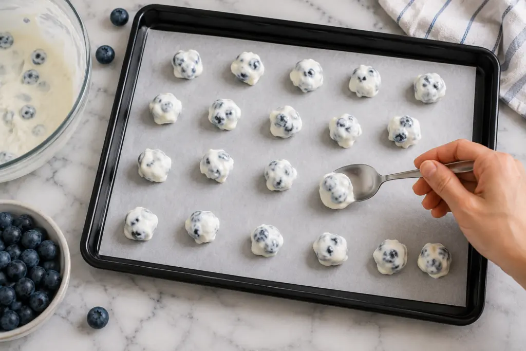 Easy Blueberry Greek Yogurt Bites Recipe 5 Blueberry Yogurt Clusters in Preparation