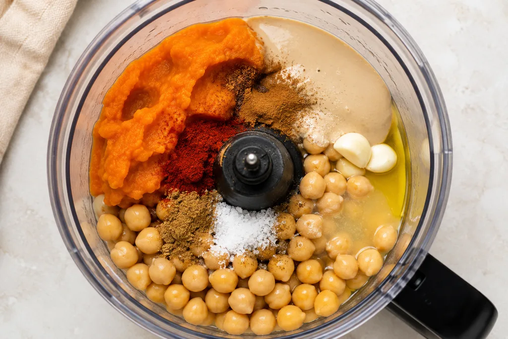 Creamy Pumpkin Hummus Recipe 3 Pumpkin Hummus Ingredients in Food Processor