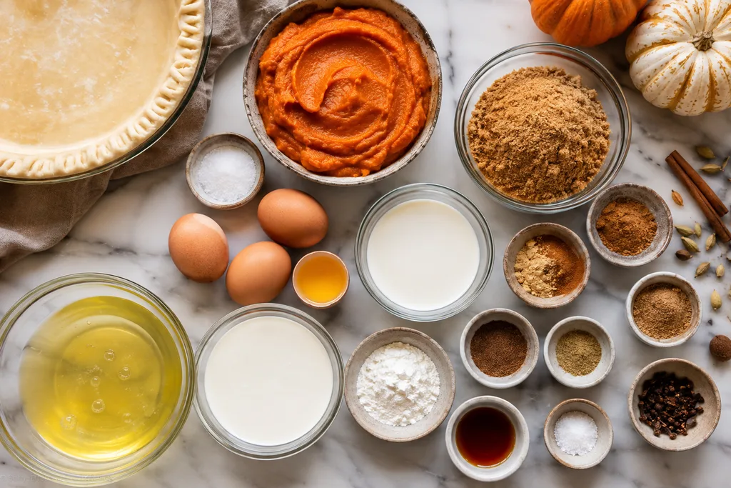 Ingredients for Spiced Chai Pumpkin Meringue Pie