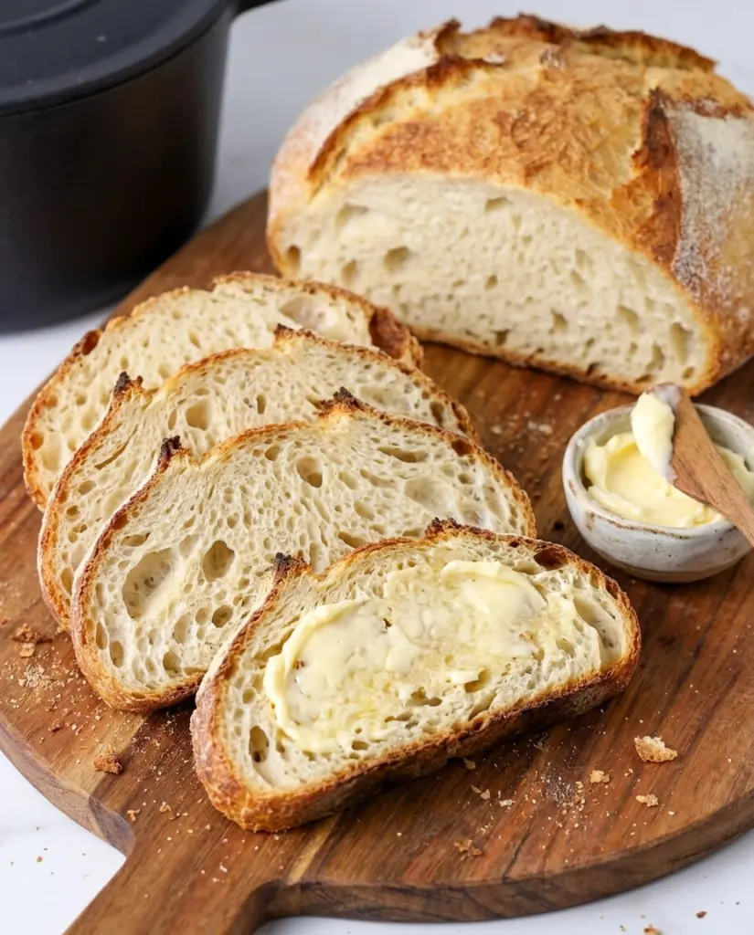 The Easiest Sourdough Discard Bread (No-Knead) 6 Serving sourdough discard bread slice