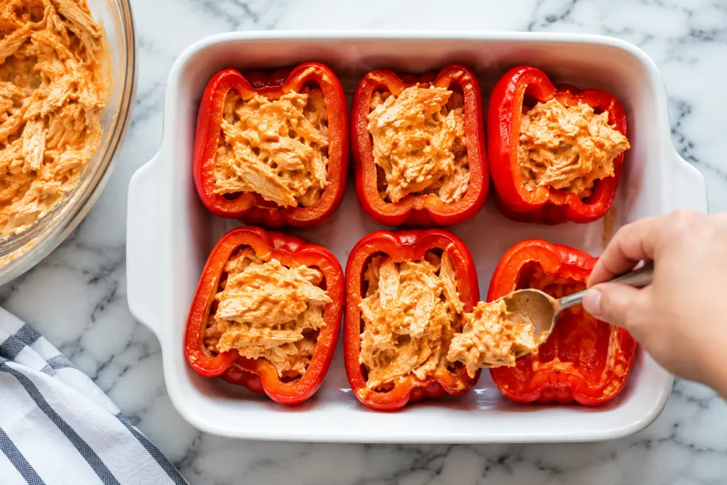 Buffalo Chicken Stuffed Peppers Recipe 4 Stuff and Bake Buffalo Chicken Stuffed Peppers