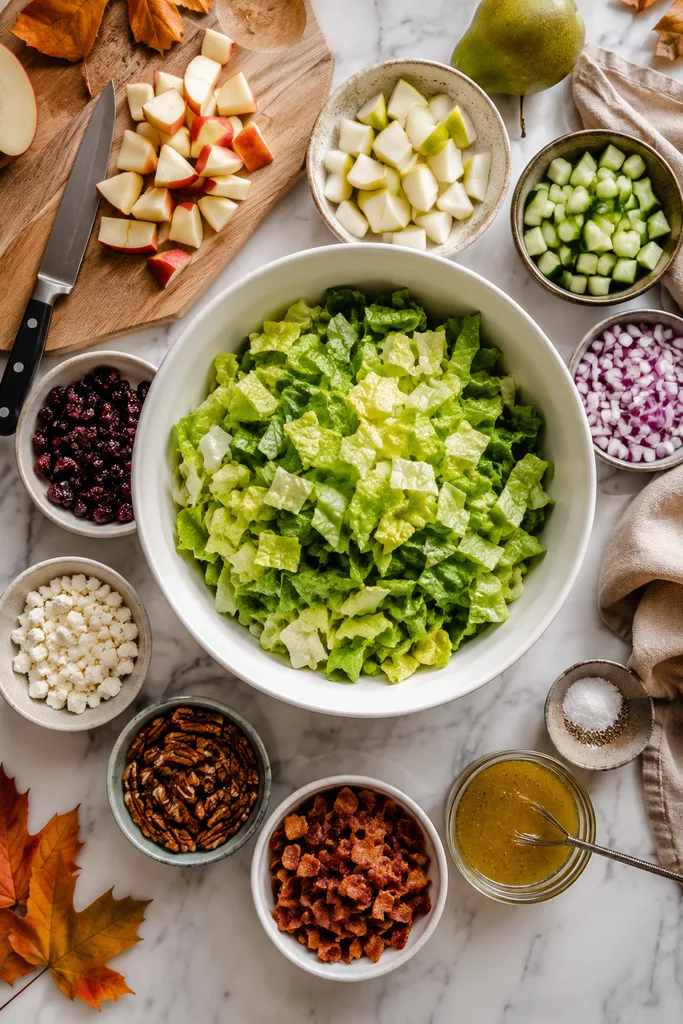 Autumn Chopped Salad Recipe 2 Autumn Chopped Salad Prep Flat Lay