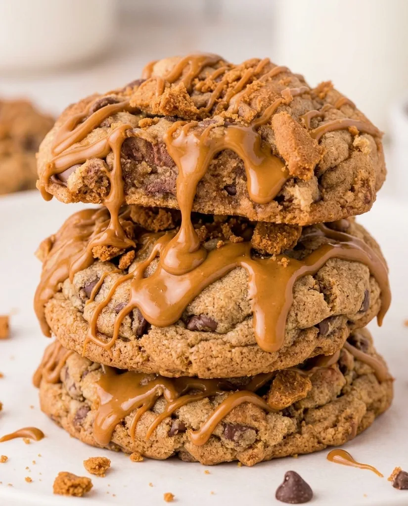 Chocolate Chip Biscoff Cookies Recipe 2 chocolate chip Biscoff cookie stack