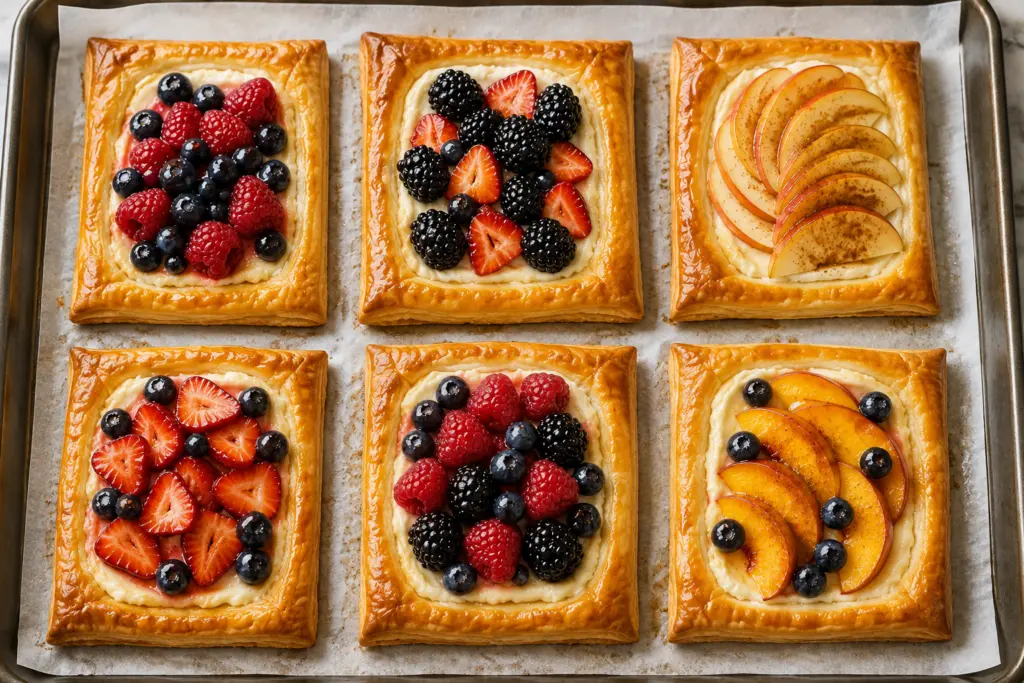 Easy Puff Pastry Fruit Tarts Recipe 6 freshly baked puff pastry fruit tarts
