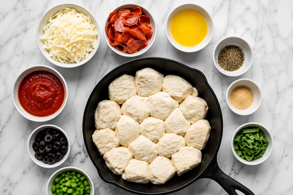 Easy Pizza Pull Apart Rolls Recipe 3 Ingredients prepared for Easy Pizza Pull Apart Rolls