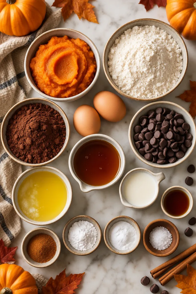 Double Chocolate Pumpkin Muffins (Low-Sugar) 3 Double Chocolate Pumpkin Muffins Baking Flatlay