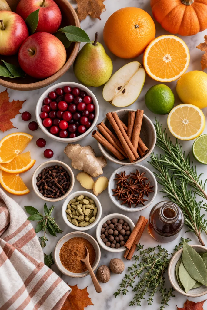 Fall Simmer Pot Recipes (Easy + Simple Stovetop & Crock Pot) 2 Fall Simmer Pot Recipes Ingredients Flat Lay