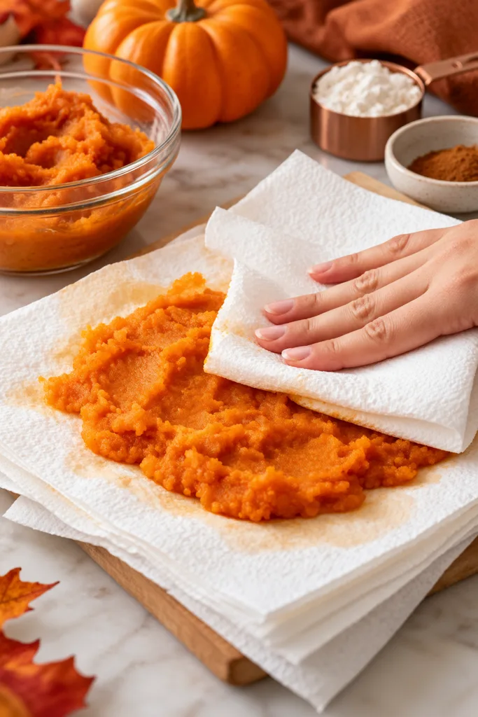 Blotting Fresh Pumpkin Puree 