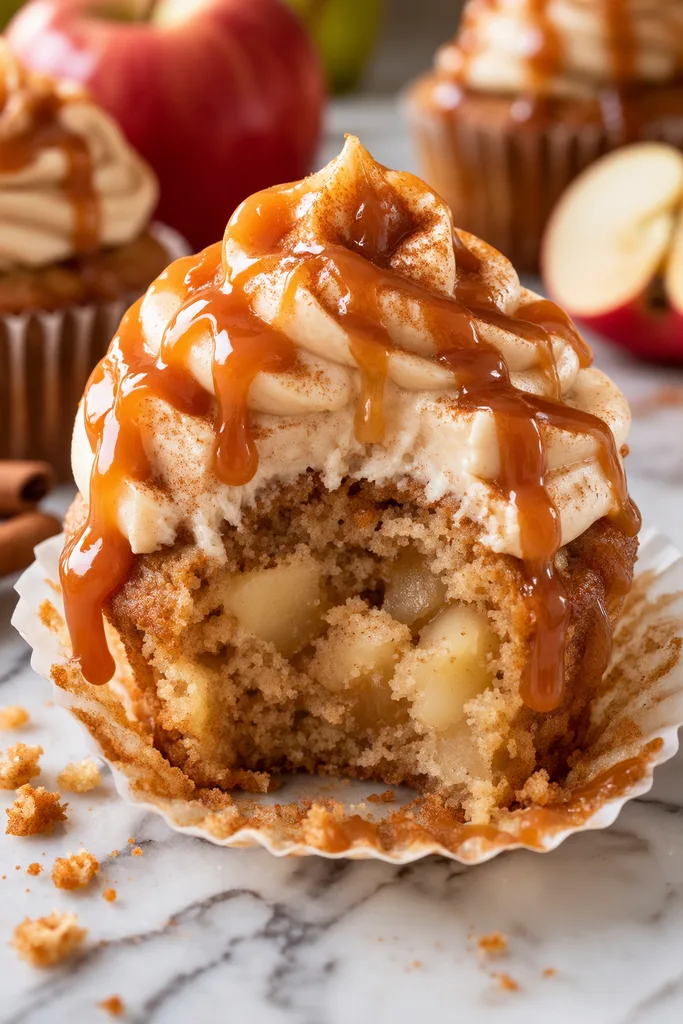 Apple Pie Cupcakes with Salted Caramel Frosting 7 Caramel Apple Cinnamon Cupcake
