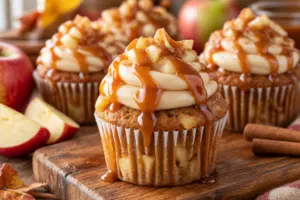 Apple Pie Cupcakes with Salted Caramel Frosting