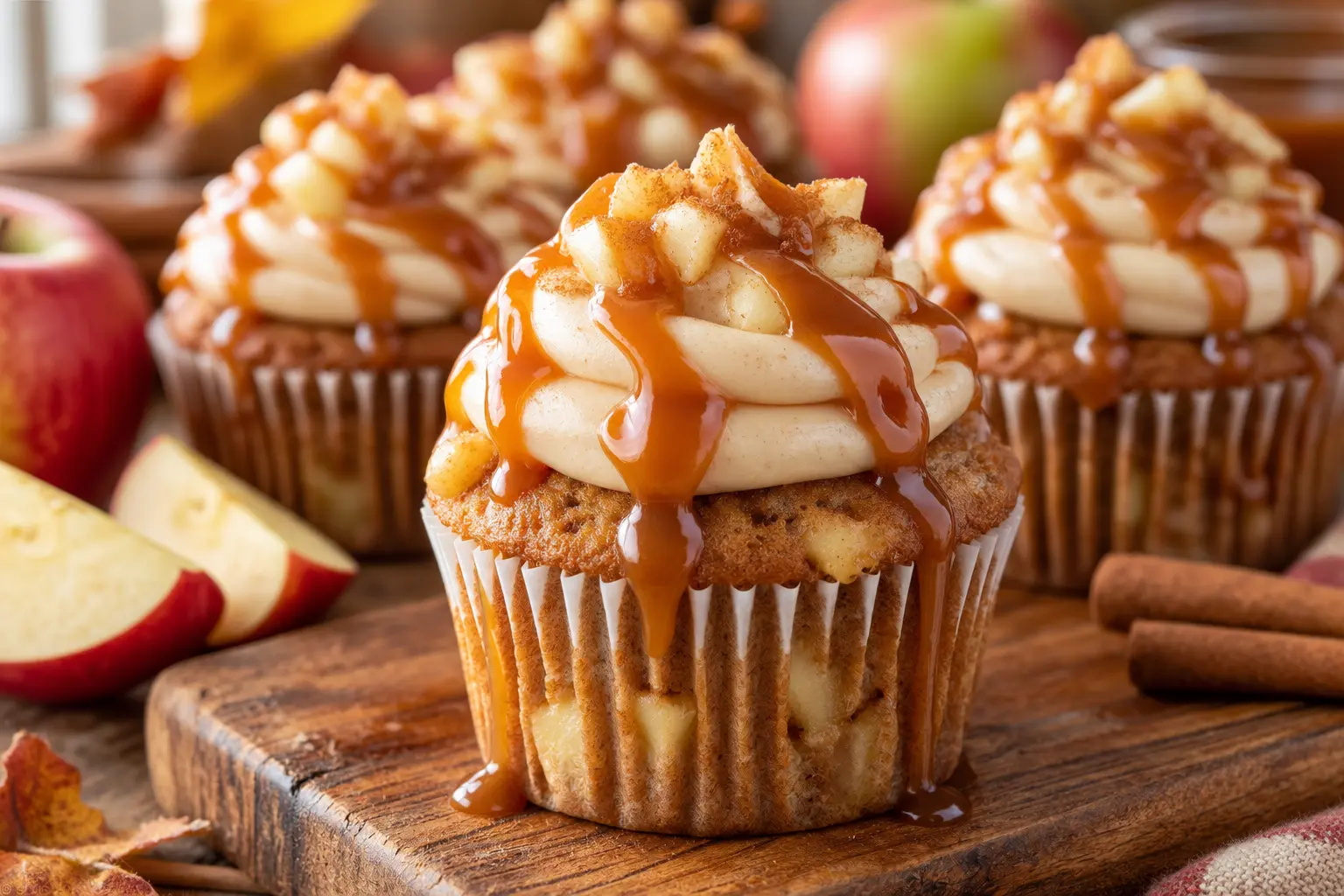 Apple Pie Cupcakes with Salted Caramel Frosting