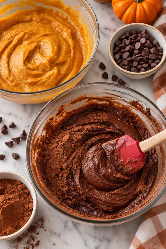 Pumpkin Chocolate Marble Bread (Soft & Moist) 4 Chocolate pumpkin Bread Batter