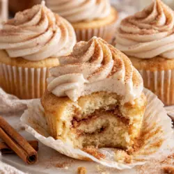 sourdough snickerdoodle cupcakes with cinnamon swirl recipe card