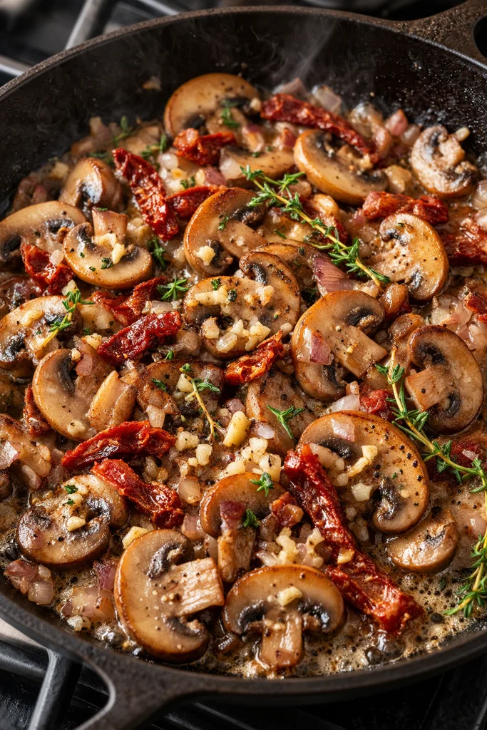 Juicy New York Strip Steak – Marry Me Steak Recipe 5 Sizzling Mushroom and Sun-Dried Tomato Skillet