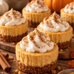 Creamy Mini No Bake Pumpkin Cheesecakes Recipe Card