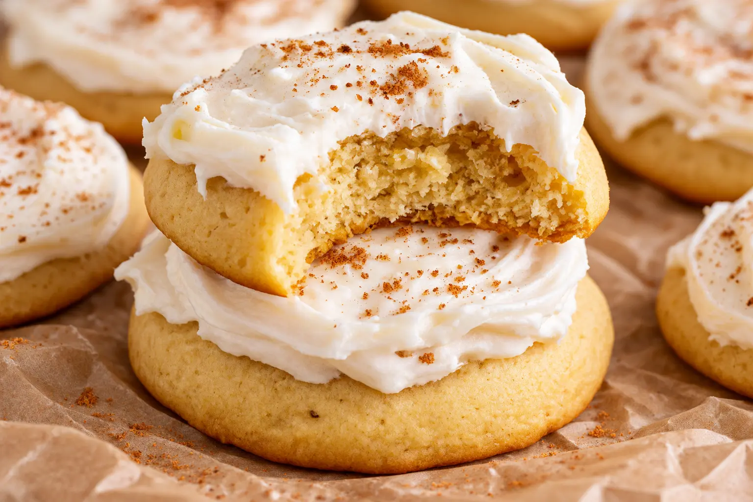 Soft Frosted Eggnog Cookies