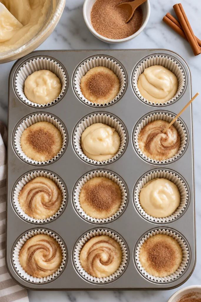 Filling Sourdough Snickerdoodle Cupcakes Batter