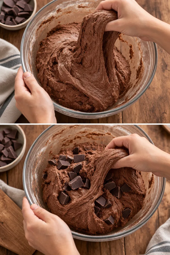 Double Sourdough Chocolate Bread with Coffee (Easy Beginner-Friendly Recipe) 5 stretch-and-fold process