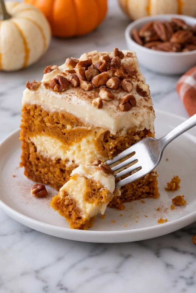 Creamy Pumpkin Cake Cheesecake Recipe 8 Pumpkin Cake Cheesecake Slice with Cream Cheese Frosting