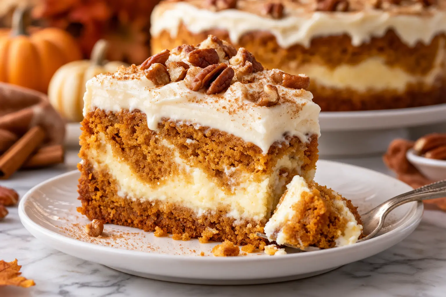Creamy Pumpkin Cake Cheesecake Recipe