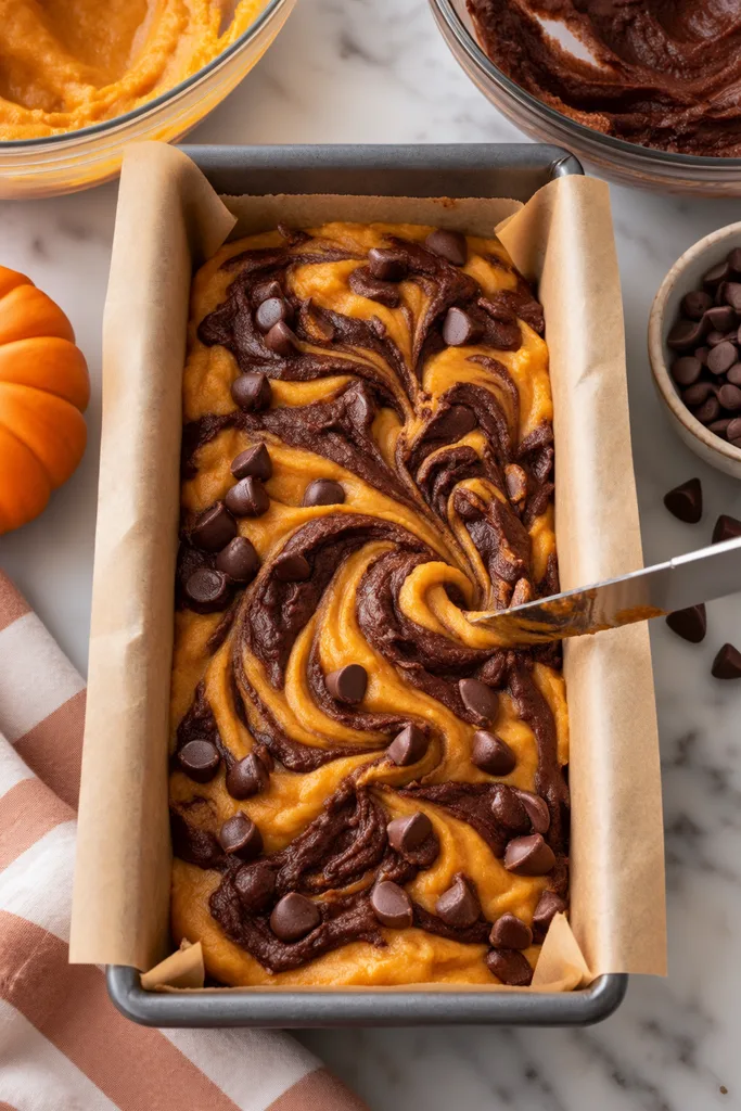 Pumpkin Chocolate Marble Bread (Soft & Moist) 6 Pumpkin Chocolate Marble Loaf in Progress