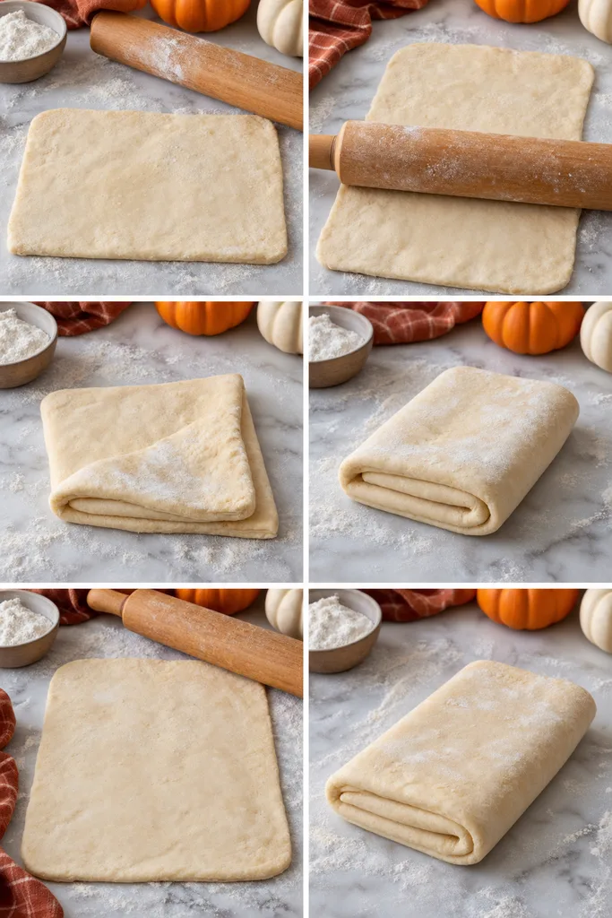 Flaky Sourdough Pumpkin Pie Twists Recipe 6 Roll and Fold for Extra Flaky Layers