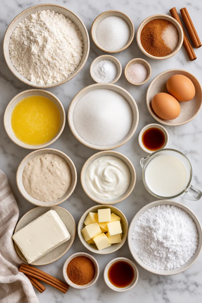 Sourdough Snickerdoodle Cupcakes Baking Ingredients Flat Lay