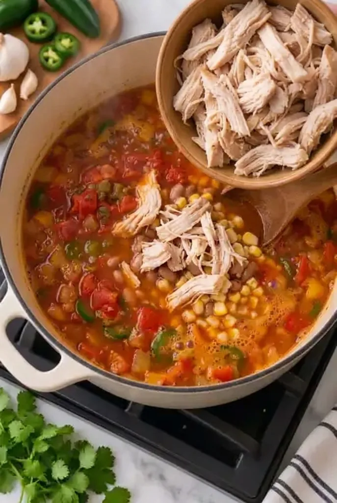 Southwestern Chicken Soup Recipe 6 Add the Cooked Chicken