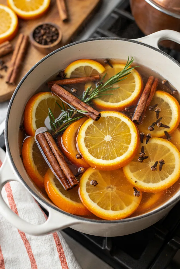 Fall Simmer Pot Recipes (Easy + Simple Stovetop & Crock Pot) 5 Spiced Orange & Rosemary Simmer Pot