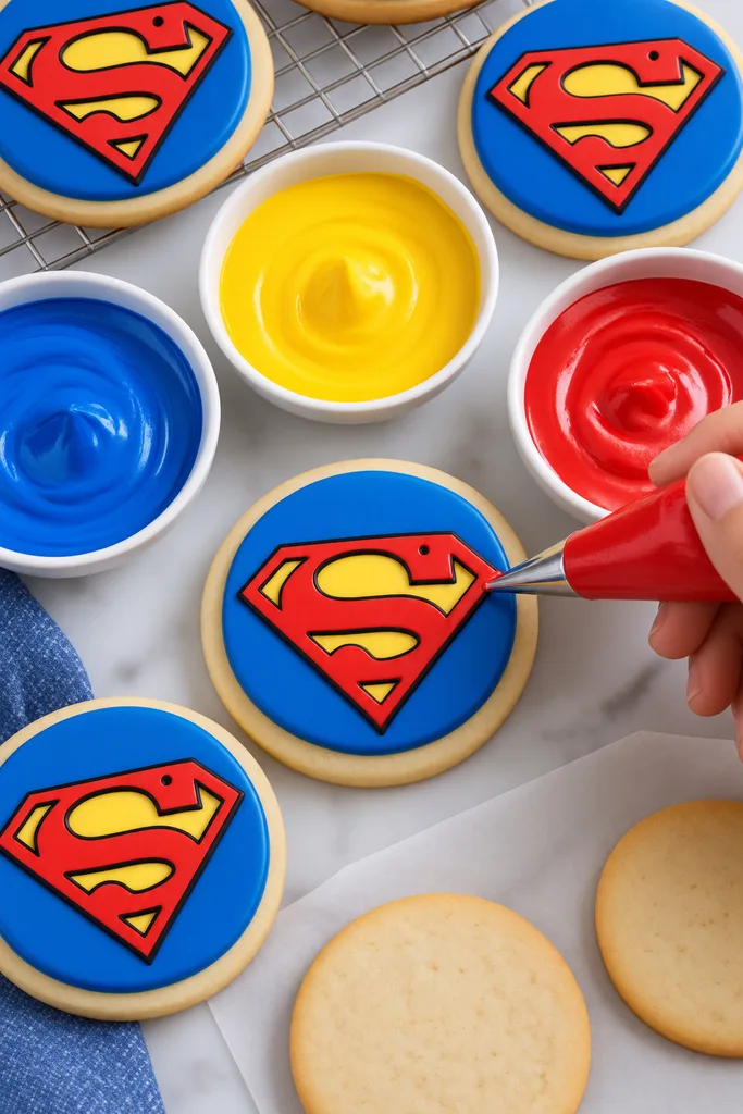 Super Easy Superhero Cookies Recipe 6 Superman Cookie Decorating Flat Lay
