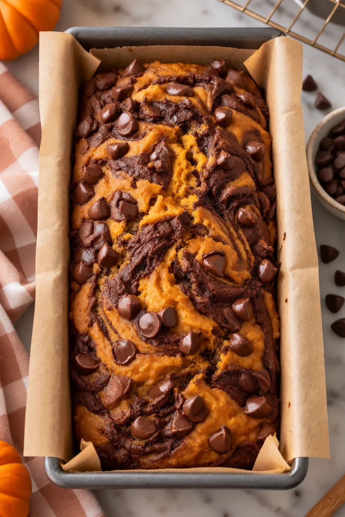 Pumpkin Chocolate Marble Bread (Soft & Moist) 7 Freshly Baked Pumpkin Chocolate Marble Loaf