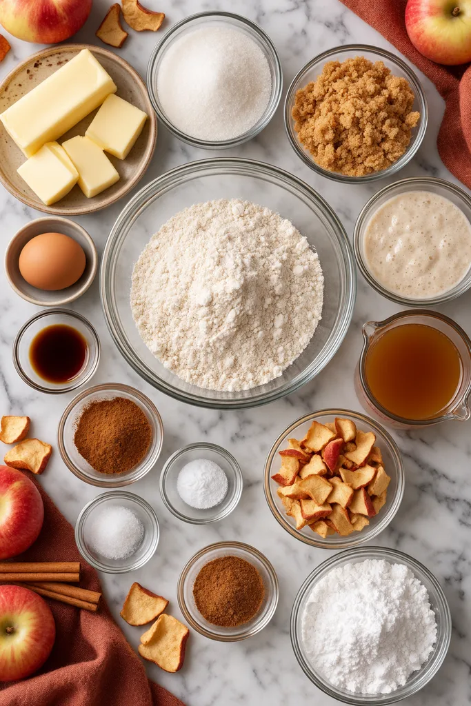 ingredients for Brown Butter Sourdough Apple Cider Cookies