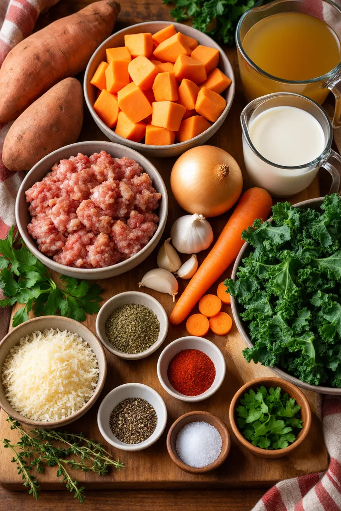 Creamy Sweet Potato and Sausage Soup (Slow Cooker, Instant Pot, Stove) 2 ingredients for sweet potato and sausage soup