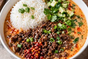 30-Minute Curry Beef Broth Bowls with Crispy Ground Beef