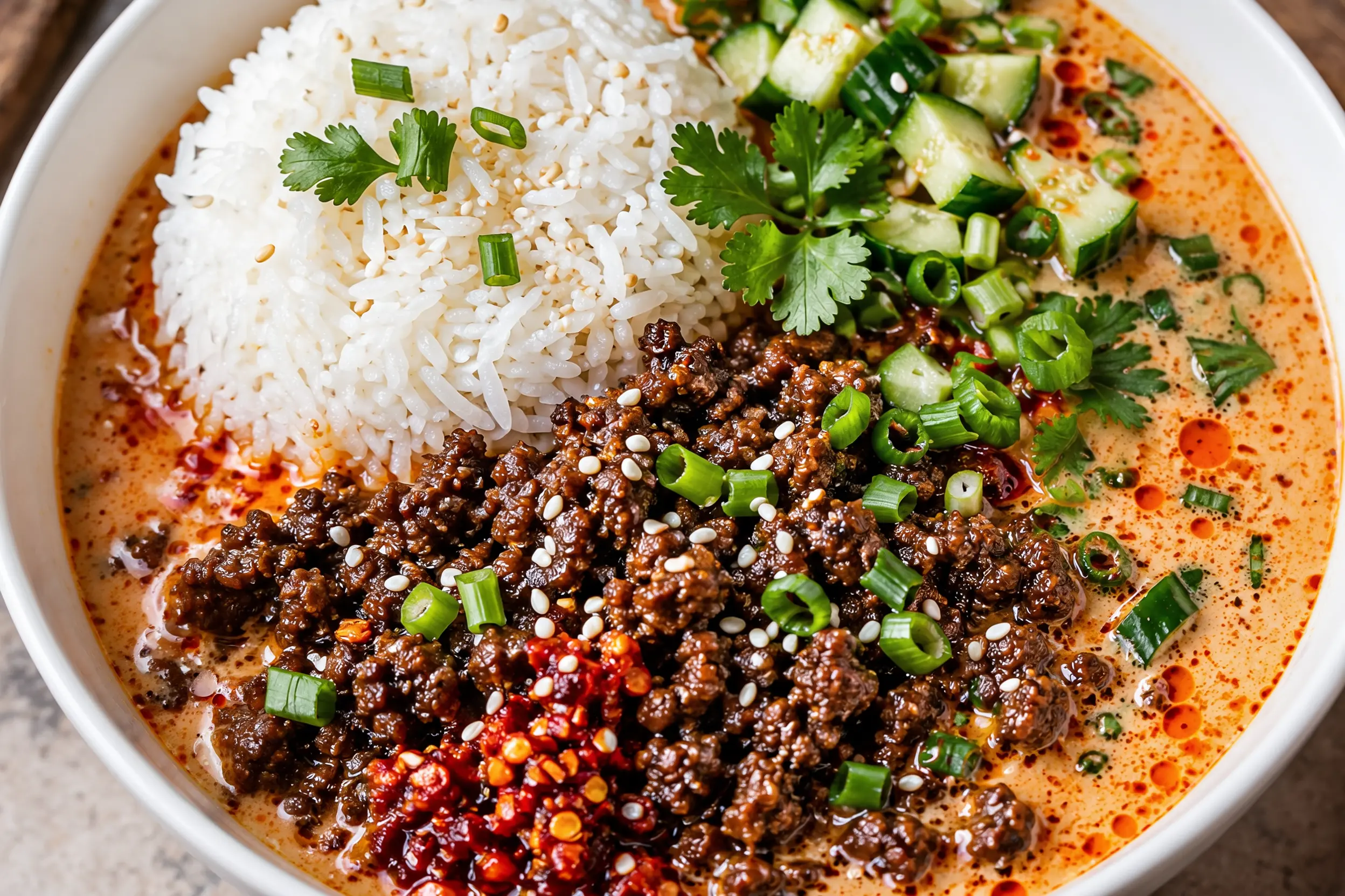 30-Minute Curry Beef Broth Bowls with Crispy Ground Beef