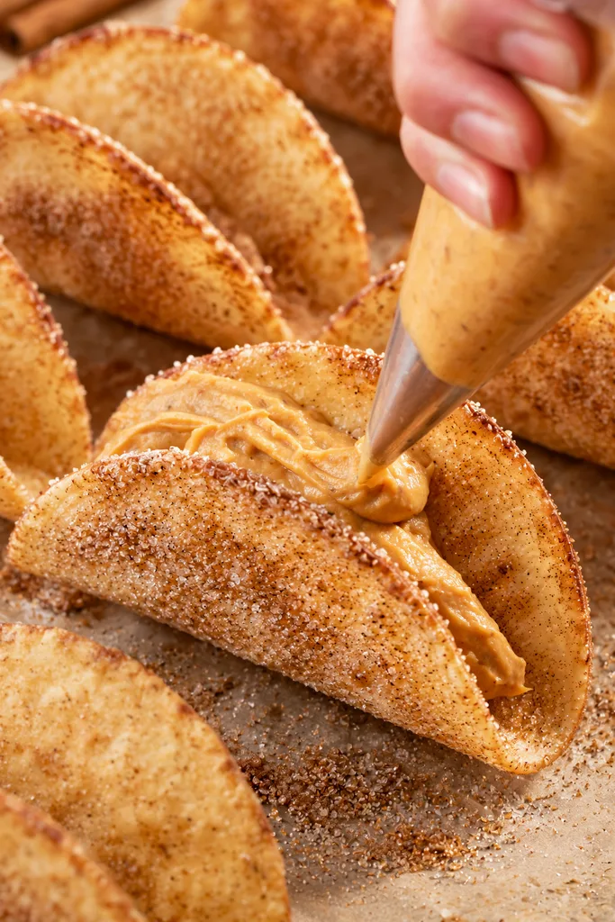 Assemble and Decorate Pumpkin Pie Tacos