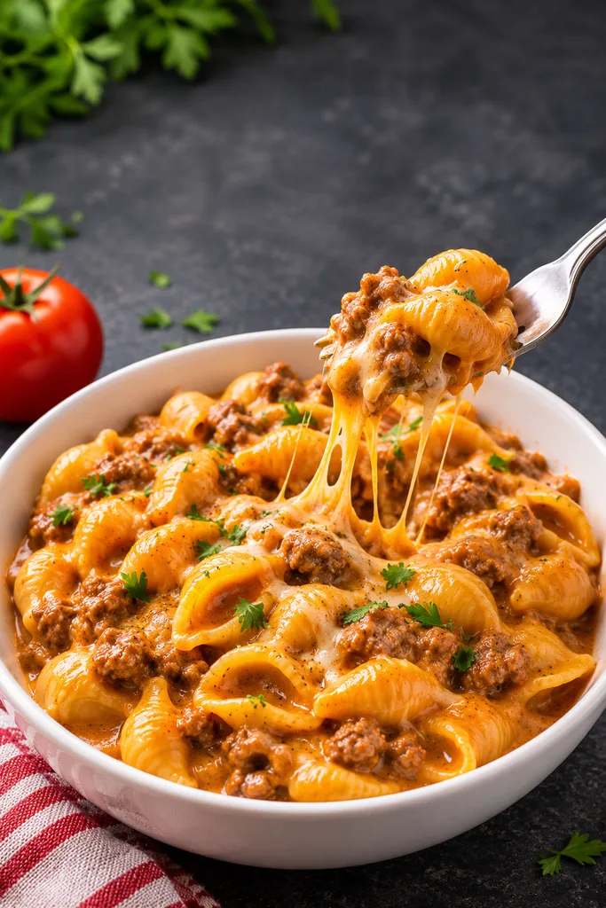 One-Pot 5-Ingredient Creamy Beef Pasta 2 Cheesy 5-Ingredient Creamy Beef Pasta