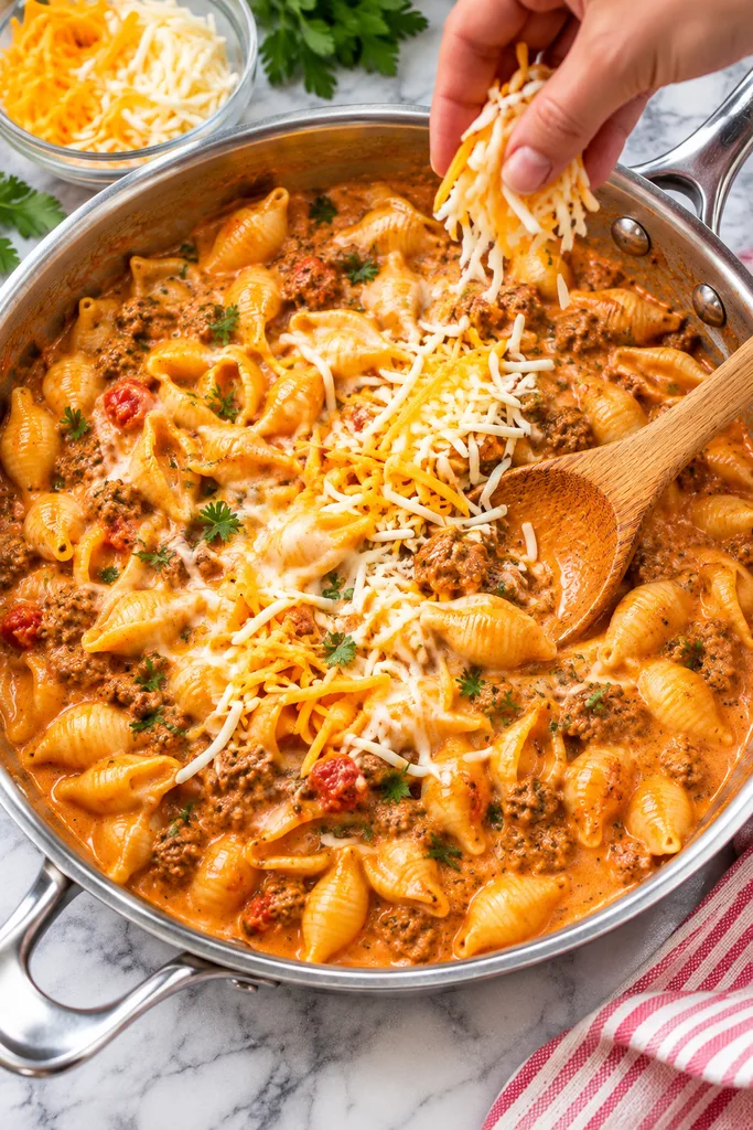 One-Pot 5-Ingredient Creamy Beef Pasta 7 Cheesy 5-Ingredient Creamy Beef Pasta
