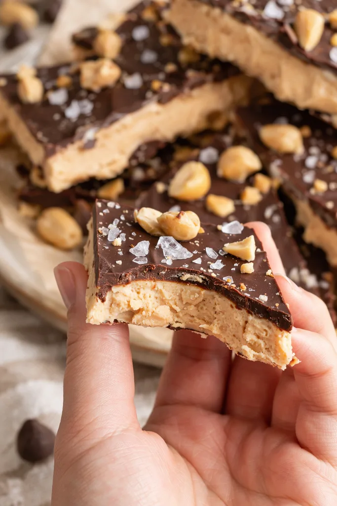 Chocolate Peanut Butter Protein Greek Yogurt Bark