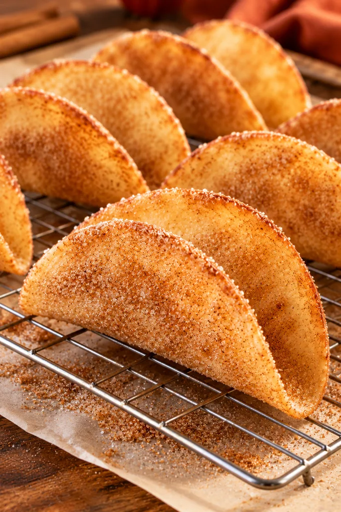 Cinnamon Sugar Dessert Tacos on Cooling Rack