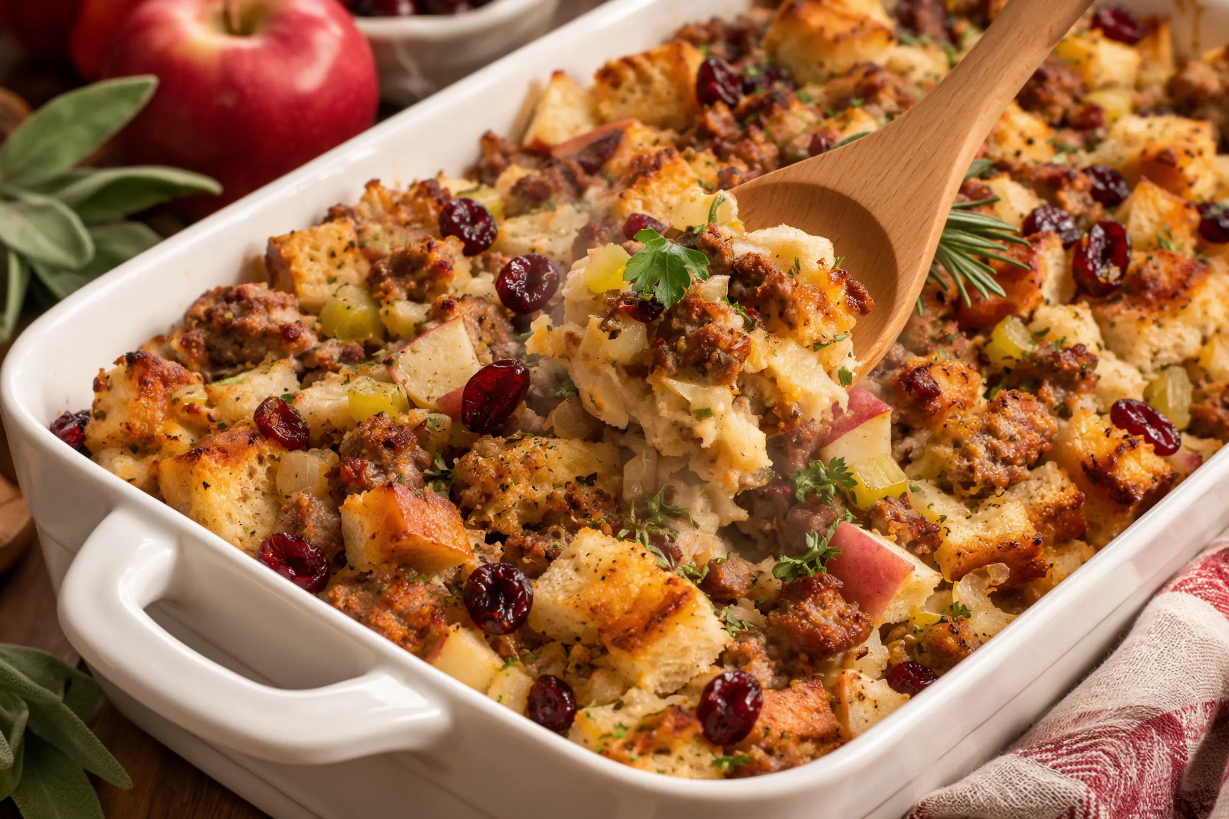 Cranberry Apple Sausage Stuffing Recipe