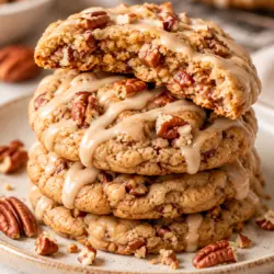 Maple Pecan Cookies with Maple Glaze 8 Glazed Pecan Cookie Stack