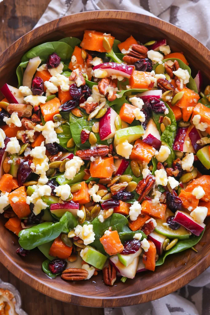 Harvest Roasted Sweet Potato Salad with maple Dressing