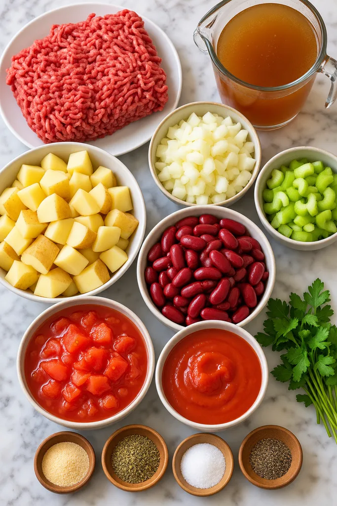 Crock Pot Shipwreck Stew Recipe 2 Crock Pot Shipwreck Stew Ingredients Flat Lay